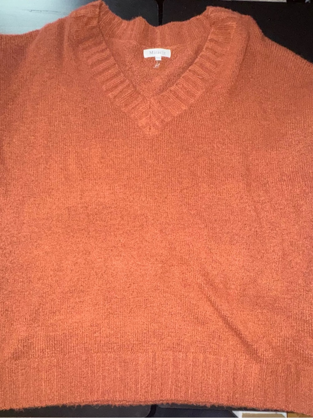 Miracle V-Neck Sweater in Burnt Orange